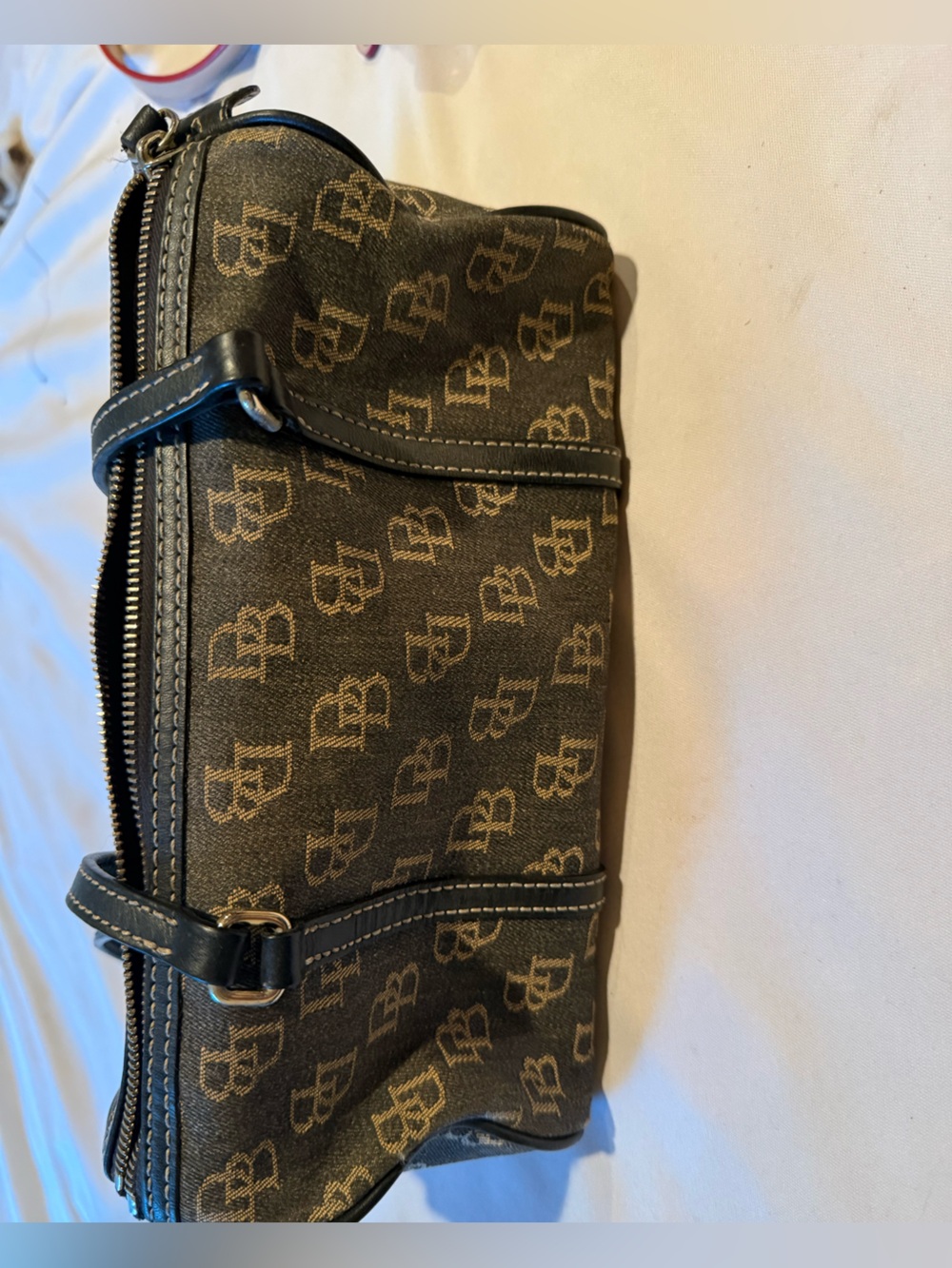 Dooney & Bourke Brown and Black Monogram Shoulder Bag